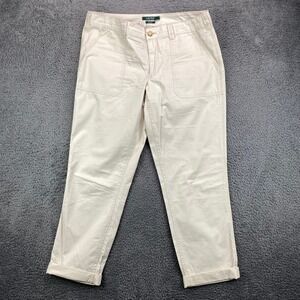 Lauren Ralph Lauren Denim Beige Cotton‎ Cropped Pants Women's Size 8